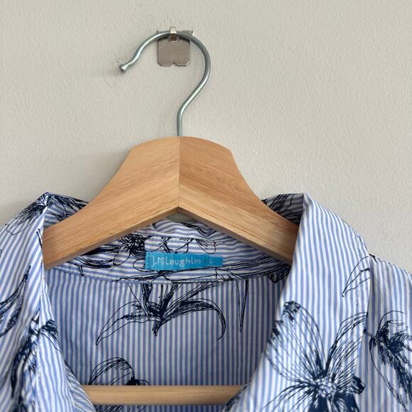 J. Mclaughlin Lois Floral Striped Button Down Shirt Blue L - Picture 3 of 7